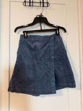 Blue Corduroy Button-Front Skirt